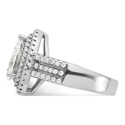 Sterling Silver CZ Pear Double Halo Ring – view 4