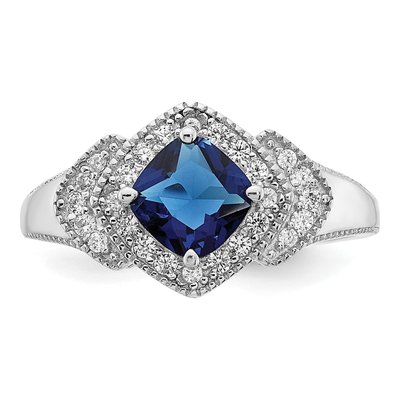 Sterling Silver CZ Glass Cushion Ring – view 5