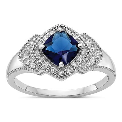 Sterling Silver CZ Glass Cushion Ring