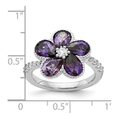 Sterling Silver CZ Flower Ring – view 3