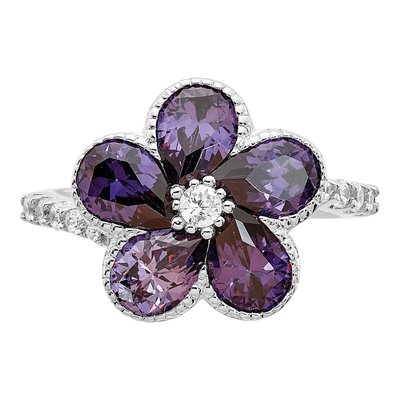 Sterling Silver CZ Flower Ring – view 5