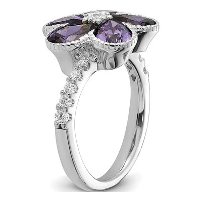 Sterling Silver CZ Flower Ring – view 6