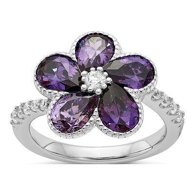 Sterling Silver CZ Flower Ring