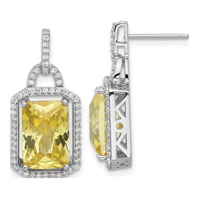 Sterling Silver CZ Dangle Earrings