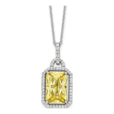 Sterling Silver CZ Fancy Checkerboard-Cut Brilliant-Cut Necklace