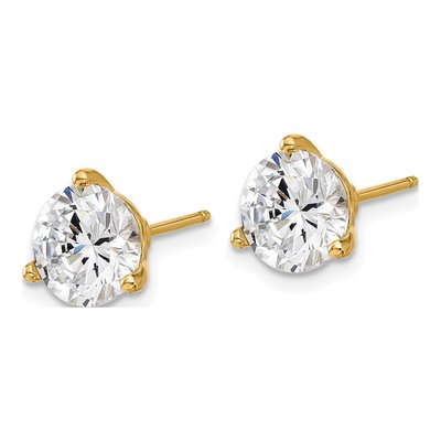 Gold-Plated Sterling Silver 8mm Round CZ Stud Earrings – view 2