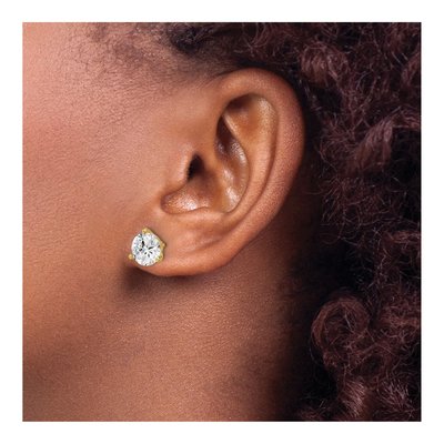 Gold-Plated Sterling Silver 8mm Round CZ Stud Earrings – view 3