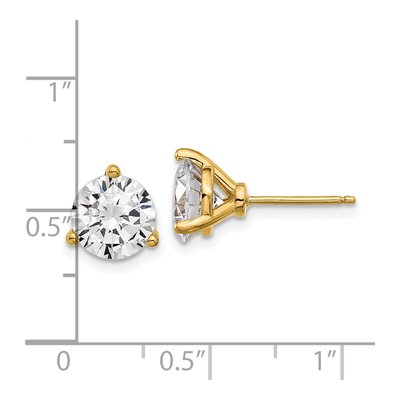 Gold-Plated Sterling Silver 8mm Round CZ Stud Earrings – view 6