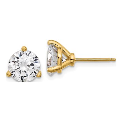 Gold-Plated Sterling Silver 8mm Round CZ Stud Earrings