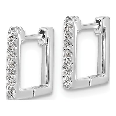 Sterling Silver 12mm CZ Square Huggie Hoop Earrings – view 3