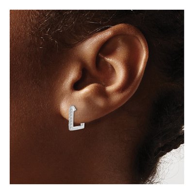Sterling Silver 12mm CZ Square Huggie Hoop Earrings – view 4