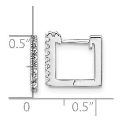 Sterling Silver 12mm CZ Square Huggie Hoop Earrings – view 5