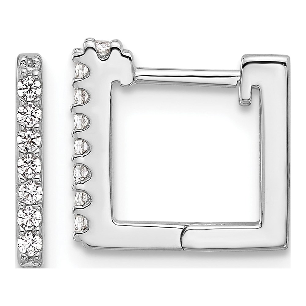 Cheryl M Sterling Silver CZ Square Hoop Earrings