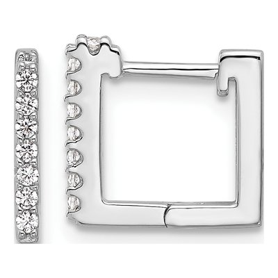 Sterling Silver 12mm CZ Square Huggie Hoop Earrings