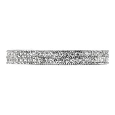 Sterling Silver CZ Two Row Eternity Band – view 4