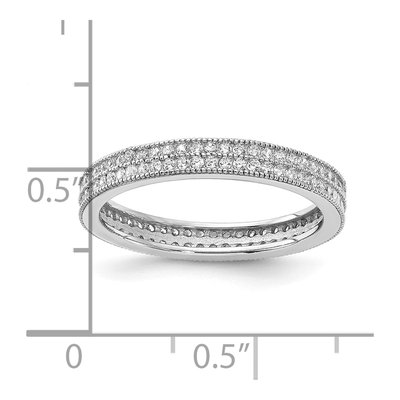 Sterling Silver CZ Two Row Eternity Band – view 6