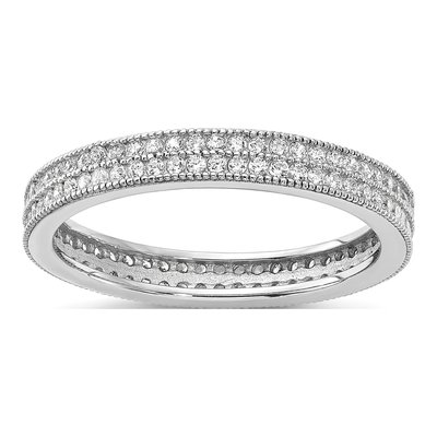 Sterling Silver CZ Two Row Eternity Band