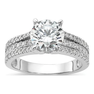 Sterling Silver CZ Fancy Engagement Ring