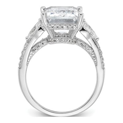 Sterling Silver CZ Fancy Emerald-Cut Brilliant-Cut Ring – view 2