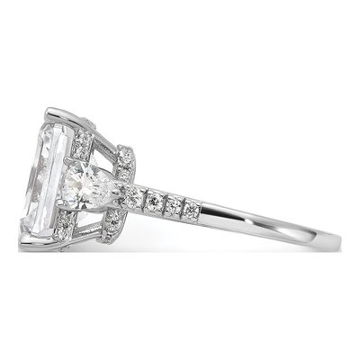 Sterling Silver CZ Fancy Emerald-Cut Brilliant-Cut Ring – view 3