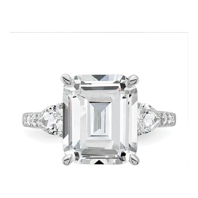 Sterling Silver CZ Fancy Emerald-Cut Brilliant-Cut Ring – view 4