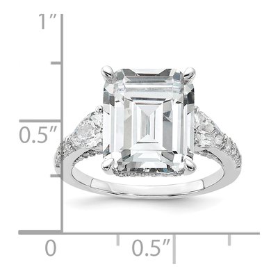 Sterling Silver CZ Fancy Emerald-Cut Brilliant-Cut Ring – view 5