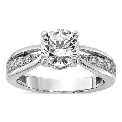 Sterling Silver CZ Round Fashion Engagement Ring