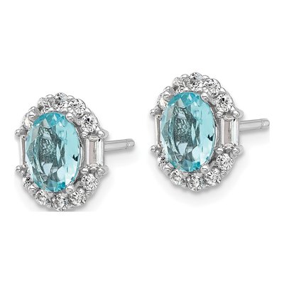 Sterling Silver Oval CZ Stud Earrings – view 3