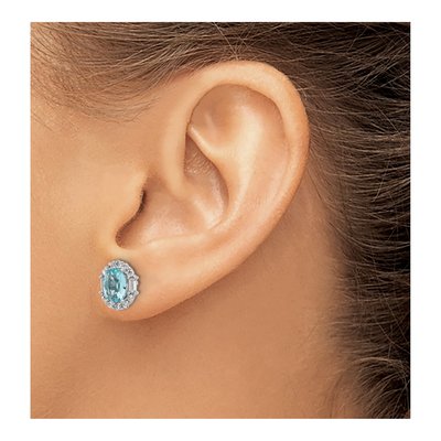 Sterling Silver Oval CZ Stud Earrings – view 4