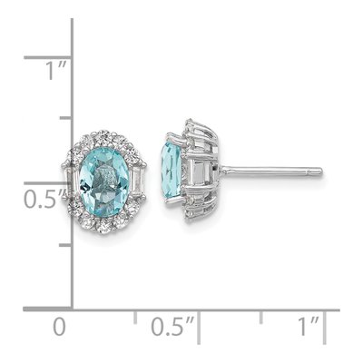 Sterling Silver Oval CZ Stud Earrings – view 5