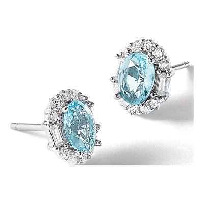 Sterling Silver Oval CZ Stud Earrings – view 6