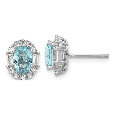 Sterling Silver Oval CZ Stud Earrings