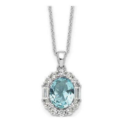 Sterling Silver CZ Pendant Necklace