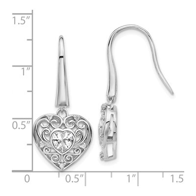 Sterling Silver CZ Heart Dangle Earrings – view 5