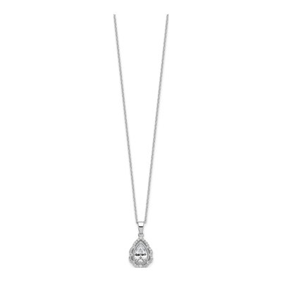 Sterling Silver CZ Teardrop Pendant Necklace – view 2