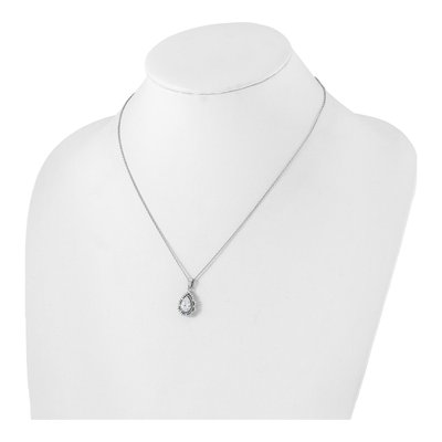 Sterling Silver CZ Teardrop Pendant Necklace – view 3