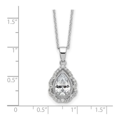 Sterling Silver CZ Teardrop Pendant Necklace – view 4