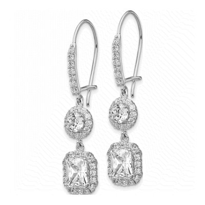 Sterling Silver CZ Halo Dangle Earrings – view 3