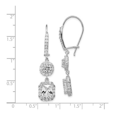 Sterling Silver CZ Halo Dangle Earrings – view 5