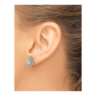 Sterling Silver Pear CZ Teardrop Stud Earrings – view 4