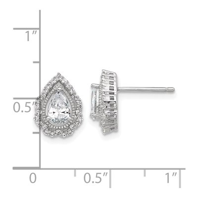 Sterling Silver Pear CZ Teardrop Stud Earrings – view 5