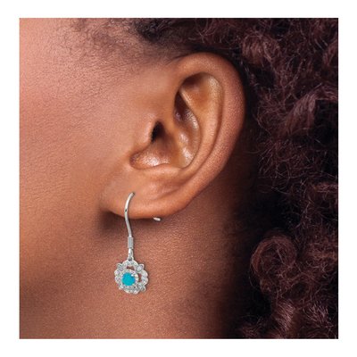 Sterling Silver Lab-Created Opal & CZ Dangle Earrings – view 4
