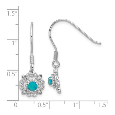 Sterling Silver Lab-Created Opal & CZ Dangle Earrings – view 5