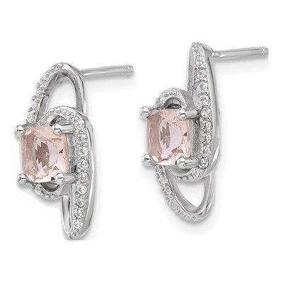 Sterling Silver CZ Cushion-Cut Brilliant-Cut Dangle Earrings – view 2