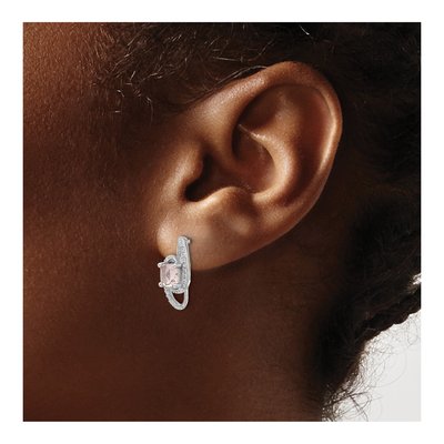 Sterling Silver CZ Cushion-Cut Brilliant-Cut Dangle Earrings – view 3
