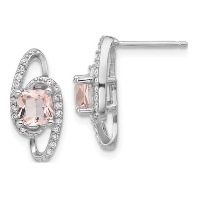 Sterling Silver CZ Cushion-Cut Brilliant-Cut Dangle Earrings