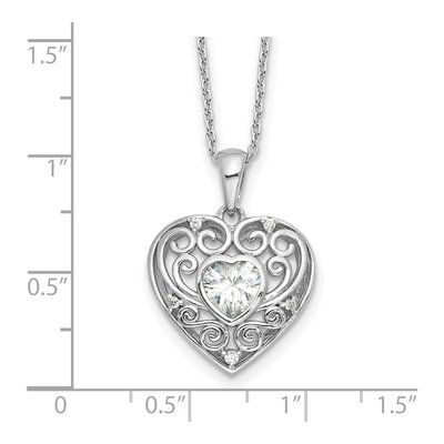 Sterling Silver CZ Heart Pendant Necklace – view 5