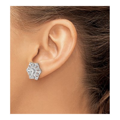 Sterling Silver 4mm Round CZ Snowflake Stud Earrings – view 4