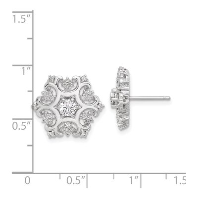 Sterling Silver 4mm Round CZ Snowflake Stud Earrings – view 5