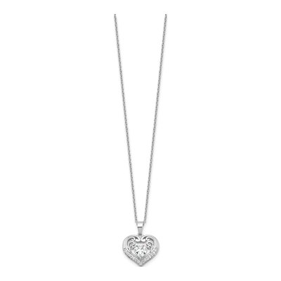 Sterling Silver CZ Heart Pendant Necklace – view 3
